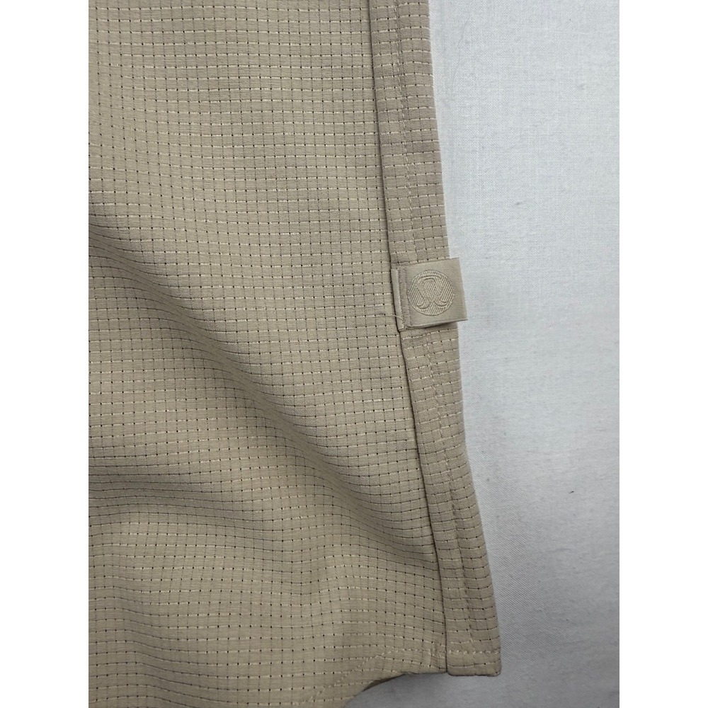 Lululemon Commission Shirt XL Tan Beige Grid Short Sleeve Button Down LM3DK7S - Picture 3 of 6